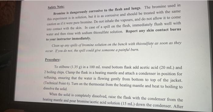 Bromination of alkene lab report