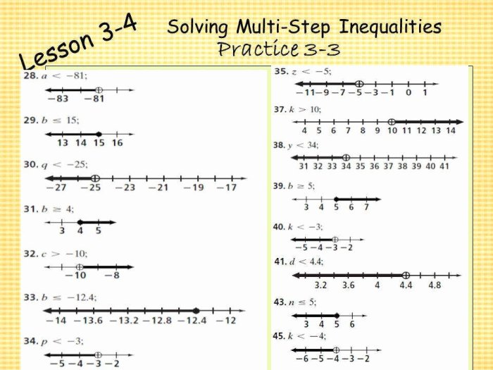 Solving multi step inequalities quiz part 1